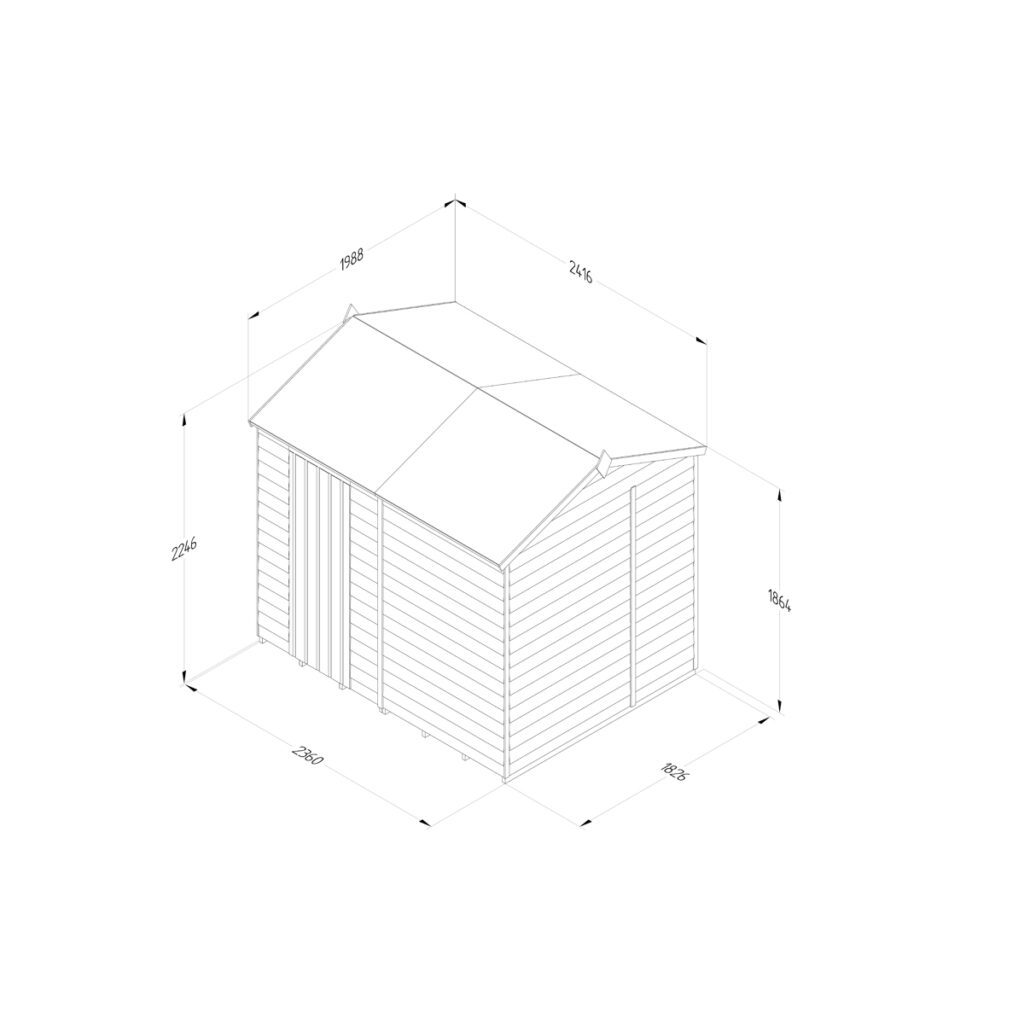 4LIFE Reverse Apex Shed 8×6 – Single Door – No Windows (Installation) 5013053200650 2